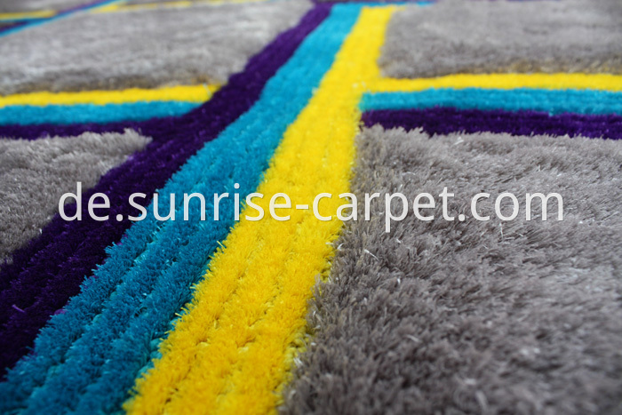 Silk 3D & 4D Shaggy Rug Grey Blue Yellow